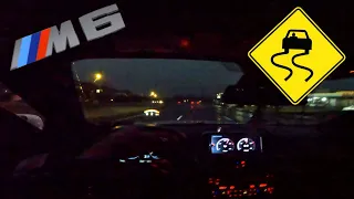 BMW M6 Rainy night POV First time sliding my car in rain !!