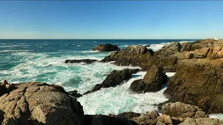 Beautiful Blue Skies, Turquoise Waters, Crashing Ocean Waves, Rocky Coastline v2 - Big Sur,CA 4K UHD