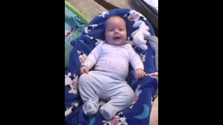 3-month-old baby laughing hysterically when mom trying to calm him down