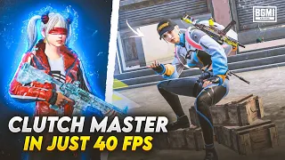 Clutch Master ☢️ In Just 40 Fps [1vs4 WITH FASTEST REFLEX] | Aggressive Full Rush Gameplay | BGMI