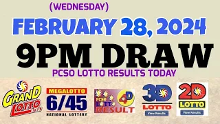 Lotto Result Today 9pm draw February 28, 2024 6/55 6/45 4D Swertres Ez2 PCSO#lotto