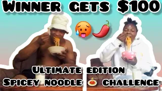 Ultimate Spicey Noodle Challenge With My Best Friend 😆|| Winner Gets $100