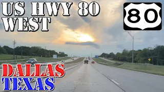 US 80 West - Terrell to Downtown Dallas - Texas - 4K Sunset Highway Drive