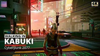 Walking in Cyberpunk 2077 - Kabuki at Night [ Cyberpunk Ambience - 4K Ultra Max Graphics ]