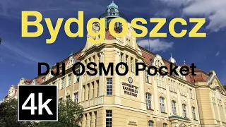 Walking tour on Polish streets Bydgoszcz architecture view 4k