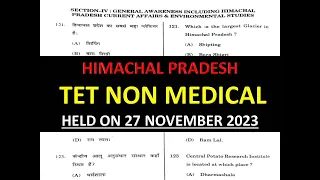 TET NON MEDICAL SOLVED PAPER HELD ON 27 NOVEMBER 2023 || HP TET TET NON MEDICAL ANSWER KEY