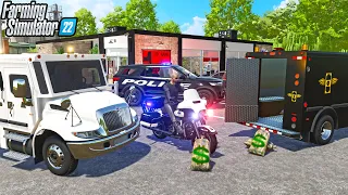ROBBING A BANK ENDS IN CHAOS (MONEY TRUCK POLICE CHASE) | Farming Simulator 22