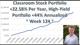 Classroom Dividend-Growth Stock Portfolio 22.58% Per Year, Hi-Yield Portfolio 44% Annualized–Week124