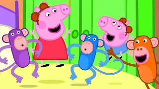 Peppa Pig Songs | Five little Monkeys Jumping on the Bed | Nursery Rhymes & Kids Songs