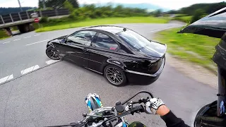 CHASING LOUD BMW E46 M3 WITH MY SUPERMOTO - ONBOARD RAW