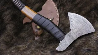 GB1693 DAMASCUS STEEL CUSTOM HANDMADE HUNTING TOMAHAWK HATCHET AXE 20" - GRIZZLY BLADES