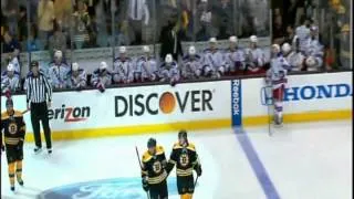 Boston Bruins defenseman Torey Krug scores his fourth goal in his fifth games