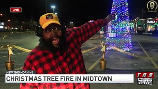 Christmas Tree Set On fire In NYC