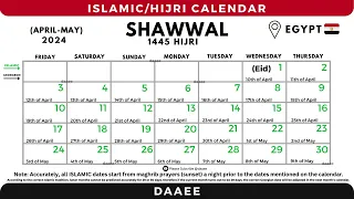 Egypt - Shawwal 2024: Islamic/Hijri Calendar - 1445