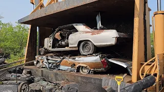 Car Crusher Crushing Cars 112 1974 dodge charger 1965 buick riviera