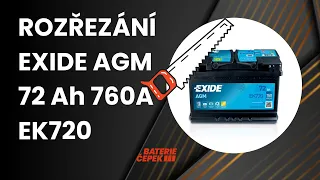 Rozřezání autobaterie EXIDE AGM 72Ah 760A 12V EK720 - zkrácená verze