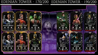 3 Jades & 3 Kitanas= Nightmare | Edenian Tower Boss Battle 170 & 190 using Gold Team | MK Mobile