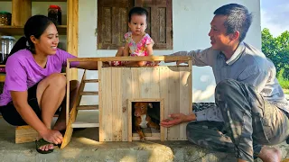 Husband Make Wooden House for Pets, Wife Gardening and Cooking - Together Plucking Peanuts to Sell