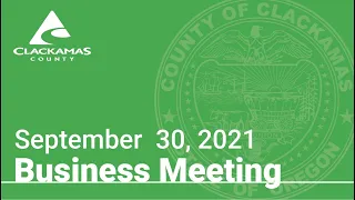 Board of County Commissioners' Meeting-September 30, 2021