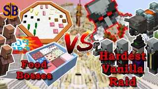 Food Boss Defend against The HARDEST Vanilla Raid | Minecraft Mob Battle