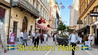 Stockholm Walks: summer streets & lush parks in central city.