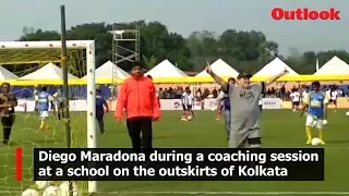 Diego Maradona during a coaching session at a school on the outskirts of Kolkata