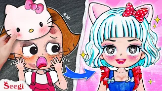 Hello Kitty Girl: Makeup Transformation in SANRIO WORLD | Stop Motion DIY