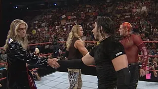 The Hardy Boyz & Edge & Christian show respect for each other after No Mercy: Raw, October 18, 1999