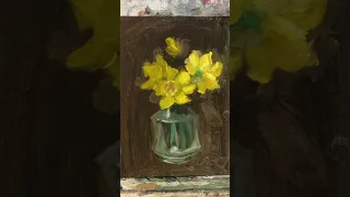 Garden flowers narcissus daffodils floral still life oil painting