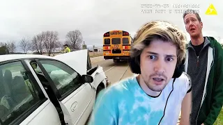 xQc Reacts to Man Gets OWI After Rear-Ending School Bus & Walking Away