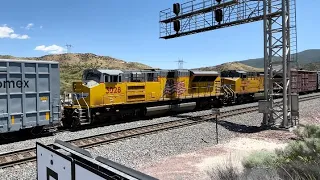 Amazing UP Mixed Manifest Train! 6 Locos! Mid & Trail DPU’s!