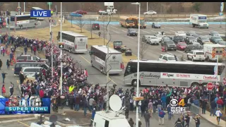 Patriots Buses Depart Gillette Stadium Following Send-Off Rally