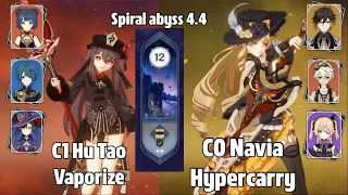 C1 Hu Tao Vaporize & C0 Navia Hyper Carry  | Spiral Abyss 4.4 | 9 Stared Floor 12