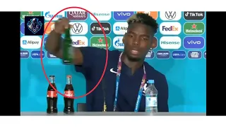 After Ronaldo , Pogba removes Heineken bottle at press conference ; Pogba does a Ronaldo