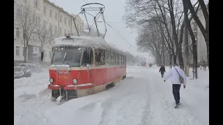 Snowfall in Kyiv, March 2013 year.