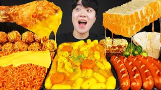 ASMR MUKBANG | RICE CAKE Tteokbokki, fried chicken, Fire Noodles, sausage recipe ! eating