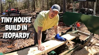 BUSTED SAWMILL STOPS THE BUILD | off-grid cabin, tiny house, build, live edge siding Tractor milling