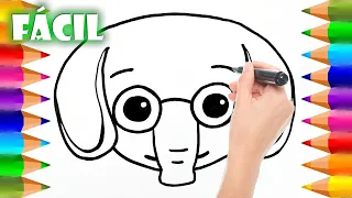 Cómo dibujar la Cara del Elefante Nesho FÁCIL | Dibujos para niños