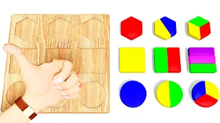 Увлекательная геометрия для детей| Учим формы из фигуры | 3Д Деревянные Обучающие Игрушки Анимация