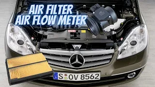 Mercedes A class W169 change Air Filter and clean air Flow Meter ,  Luftfilter und Durchflussmesser
