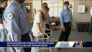 Orange County woman survives crash after receiving pre-hospital blood transfusion