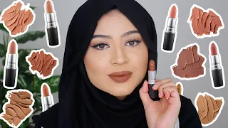 MY FAVOURITE NEUTRAL LIPSTICKS FROM MAC | SWATCHES & TRY-ON ON MEDIUM/TAN SKIN | BEST MAC LIPSTICKS