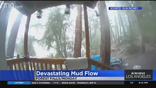 Doorbell camera footage shows devastating mud flow in Forest Falls