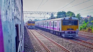 Parallel EMU Trains Race : Katwa-Howrah Galloping Local Chasing Barddhaman-Howrah Local | ER