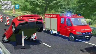 LS22 - Ferrari crasht auf Grund von Raserei in Baustelle! Einsatz für die Feuerwehr V15