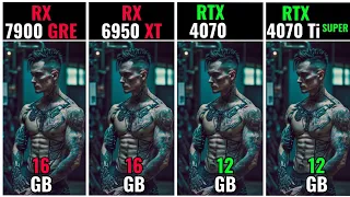 RTX 4070 vs RX 7900 GRE vs RTX 4070 SUPER vs RX 6950 XT  Test in 19 Games (1080P - 2K - 4K )