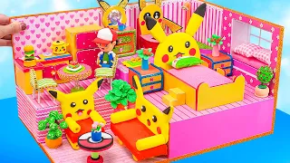 Make 5 Color House with Pikachu Kitchen, Pokeball Pokémon, Bedroom ❤️ DIY Miniature House