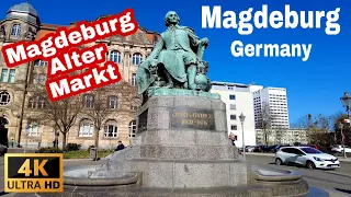 Magdeburg | Walking Tour around Magdeburg Alter Markt - March 2022 - 4K