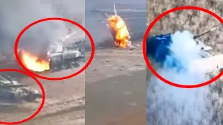 Ukrainian Javelin missile destroys Russian Tanks & BMP-3 near Vuhledar, Donetsk Oblast.