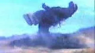 Godzilla vs. Megalon: Godzilla's drop-kick attack!